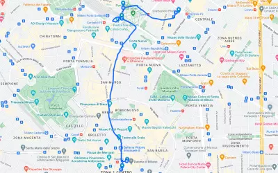 Map of itinerary: The city from above day 1