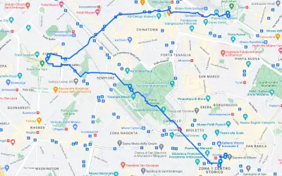 Map of itinerary: The city from above day 2